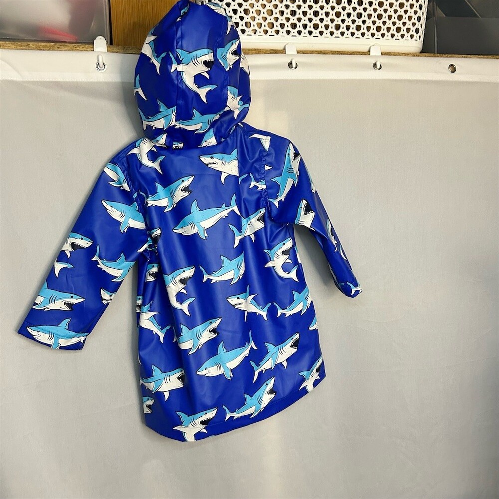 iXtreme Rain Jacket Toddler Boys 2T Blue Shark Print Hooded Full Zip - Picture 4 of 8
